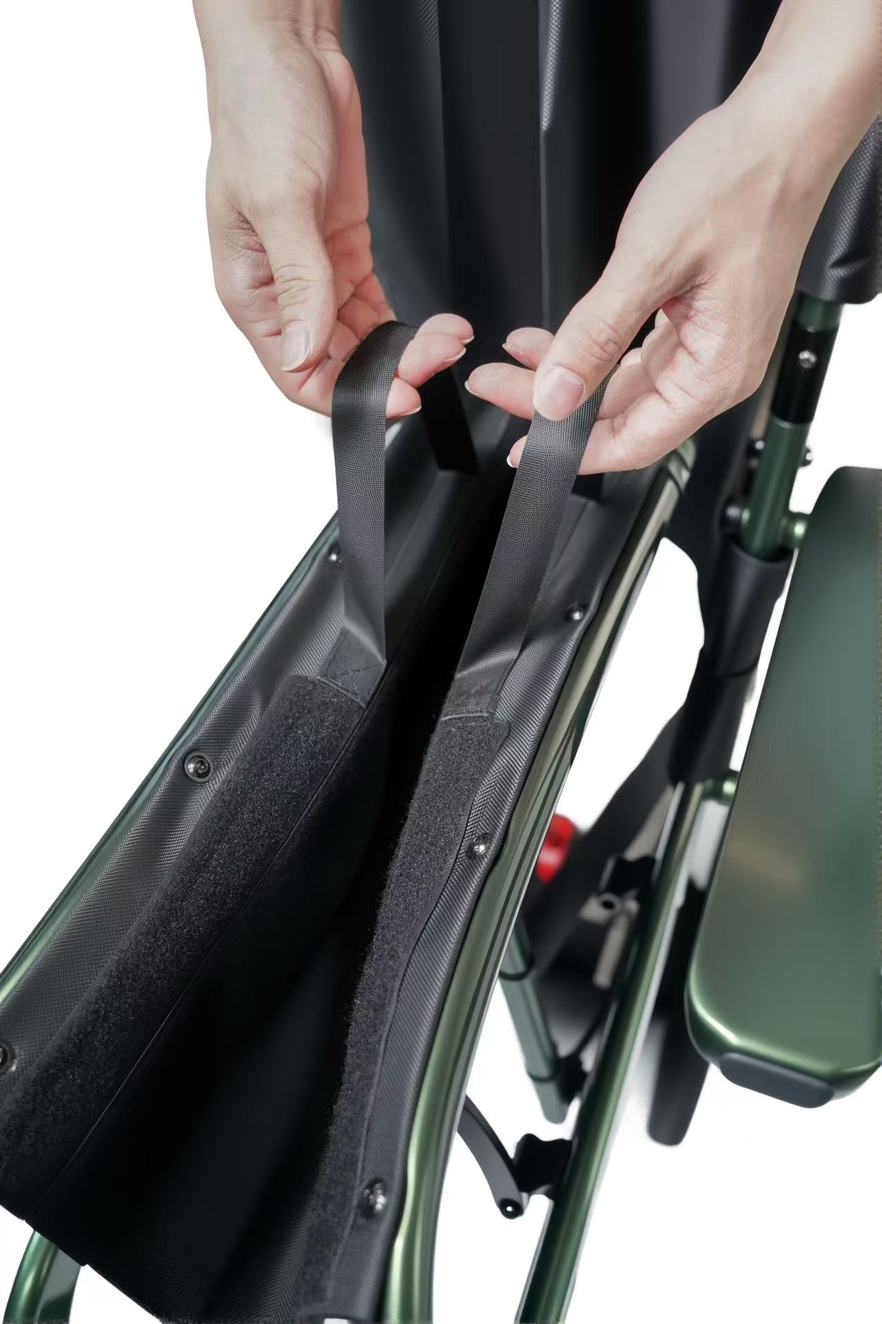 folded with straps
